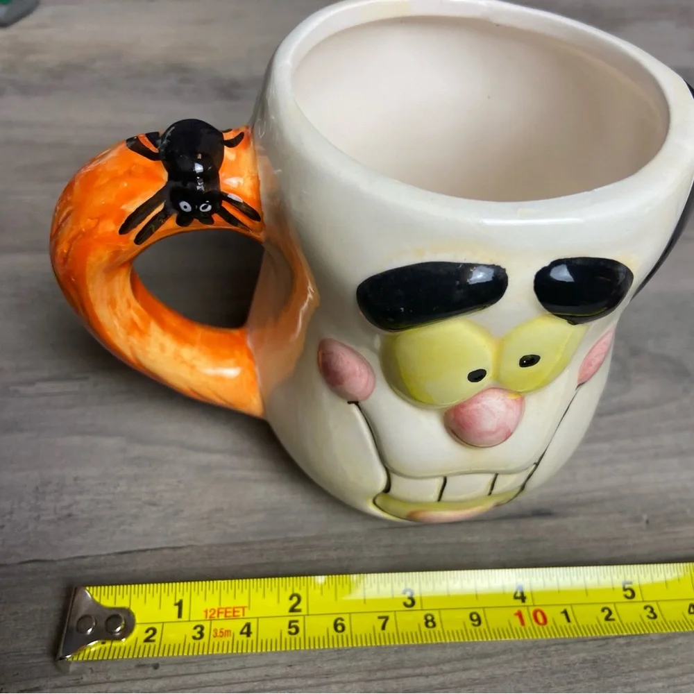 Royal Norfolk Vintage Halloween Ghost ceramic coffee mug,‎ With Black Spider
